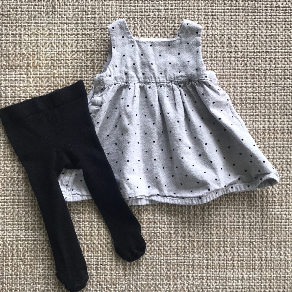 H&M Organic Dress & Tights (size 2-4m)